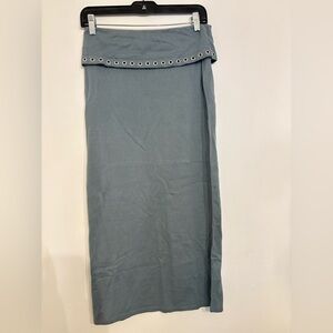 Elegant Blue Skirt with Eyelet Detail